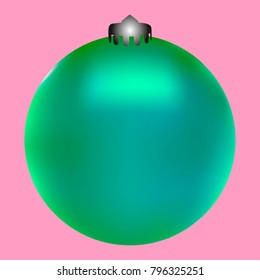 Colored Christmas ball. Christmas tree toy for invitation, card, celebration, party, carnival, festive holiday and Your project. Vector illustration. Gentle pink Background