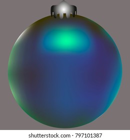 Colored Christmas ball. Christmas tree toy for invitation, card, celebration, party, carnival, festive holiday and Your project. Vector illustration. Gentle grey Background