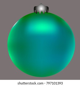 Colored Christmas ball. Christmas tree toy for invitation, card, celebration, party, carnival, festive holiday and Your project. Vector illustration. Gentle grey Background