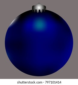 Colored Christmas ball. Christmas tree toy for invitation, card, celebration, party, carnival, festive holiday and Your project. Vector illustration. Gentle grey Background