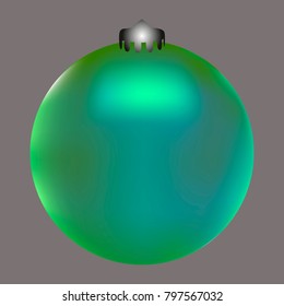 Colored Christmas ball. Christmas tree toy for invitation, card, celebration, party, carnival, festive holiday and Your project. Vector illustration. Gentle grey Background