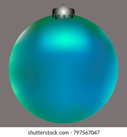 Colored Christmas ball. Christmas tree toy for invitation, card, celebration, party, carnival, festive holiday and Your project. Vector illustration. Gentle grey Background