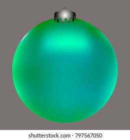 Colored Christmas ball. Christmas tree toy for invitation, card, celebration, party, carnival, festive holiday and Your project. Vector illustration. Gentle grey Background