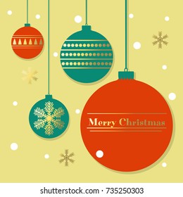 Colored Christmas balls. New Year. Celebration. Winter. Beautiful vector illustration. Snow. Snowflakes. Gold pattern.