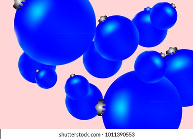 Colored Christmas balls pattern. Abstract Christmas tree toys Background for invitation, celebration, party, carnival, festive holiday and Your project. Vector illustration. Gentle pink Background