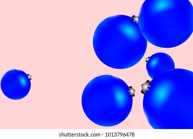 Colored Christmas balls pattern. Abstract Christmas tree toys Background for invitation, card, celebration, carnival, festive holiday and Your project. Vector illustration. Gentle pink Background