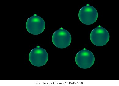 Colored Christmas balls pattern. Abstract Christmas tree toys Background for invitation, card, celebration, party, carnival, festive holiday and Your project. Vector illustration. Black Background