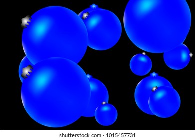 Colored Christmas balls pattern. Abstract Christmas tree toys Background for invitation, card, celebration, party, carnival, festive holiday and Your project. Vector illustration. Black Background