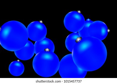 Colored Christmas balls pattern. Abstract Christmas tree toys Background for invitation, card, celebration, party, carnival, festive holiday and Your project. Vector illustration. Black Background