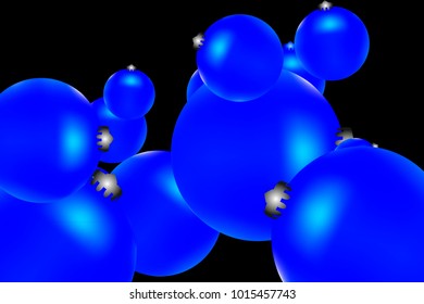 Colored Christmas balls pattern. Abstract Christmas tree toys Background for invitation, card, celebration, party, carnival, festive holiday and Your project. Vector illustration. Black Background