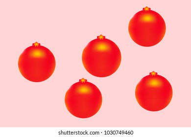 Colored Christmas balls pattern. Abstract Christmas tree toys Background for invitation, card, celebration, party, carnival, holiday and Your project. Vector illustration. Gentle pink Background