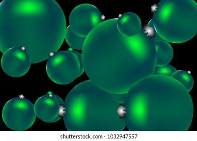 Colored Christmas balls pattern. Abstract Christmas tree toys Background for invitation, card, celebration, party, carnival, festive holiday and Your project. Vector illustration. Black Background