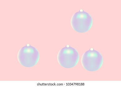 Colored Christmas balls pattern. Abstract Christmas tree toys Background for invitation, card, celebration, party, festive holiday and Your project. Vector illustration. Gentle pink Background