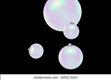 Colored Christmas balls pattern. Abstract Christmas tree toys Background for invitation, card, celebration, party, carnival, festive holiday and Your project. Vector illustration. Black Background