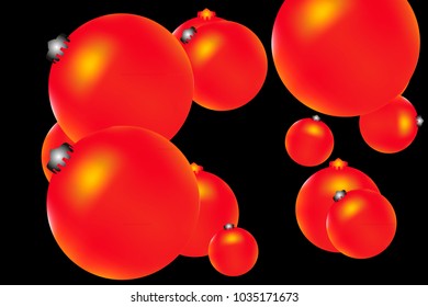 Colored Christmas balls pattern. Abstract Christmas tree toys Background for invitation, card, celebration, party, carnival, festive holiday and Your project. Vector illustration. Black Background