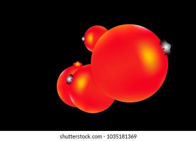 Colored Christmas balls pattern. Abstract Christmas tree toys Background for invitation, card, celebration, party, carnival, festive holiday and Your project. Vector illustration. Black Background