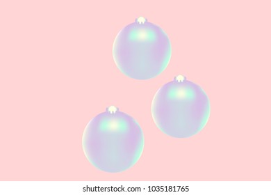 Colored Christmas balls pattern. Abstract Christmas tree toys Background for invitation, celebration, party, carnival, festive holiday and Your project. Vector illustration. Gentle pink Background