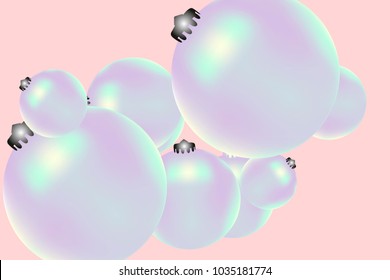 Colored Christmas balls pattern. Abstract Christmas tree toys Background for invitation, celebration, party, carnival, festive holiday and Your project. Vector illustration. Gentle pink Background