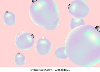 Colored Christmas balls pattern. Abstract Christmas tree toys Background for invitation, celebration, party, carnival, festive holiday and Your project. Vector illustration. Gentle pink Background