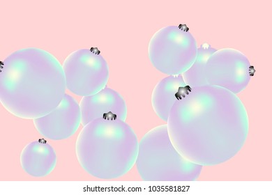 Colored Christmas balls pattern. Abstract Christmas tree toys Background for invitation, celebration, party, carnival, festive holiday and Your project. Vector illustration. Gentle pink Background