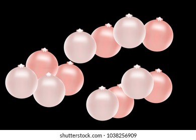 Colored Christmas balls pattern. Abstract Christmas tree toys Background for invitation, card, celebration, party, carnival, festive holiday and Your project. Vector illustration. Black Background