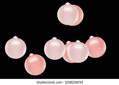 Colored Christmas balls pattern. Abstract Christmas tree toys Background for invitation, card, celebration, party, carnival, festive holiday and Your project. Vector illustration. Black Background