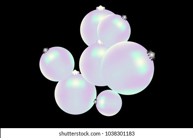 Colored Christmas balls pattern. Abstract Christmas tree toys Background for invitation, card, celebration, party, carnival, festive holiday and Your project. Vector illustration. Black Background