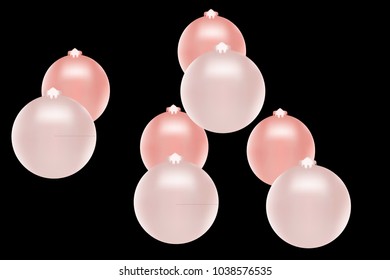 Colored Christmas balls pattern. Abstract Christmas tree toys Background for invitation, card, celebration, party, carnival, festive holiday and Your project. Vector illustration. Black Background