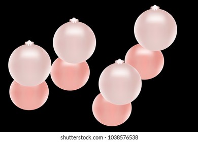 Colored Christmas balls pattern. Abstract Christmas tree toys Background for invitation, card, celebration, party, carnival, festive holiday and Your project. Vector illustration. Black Background