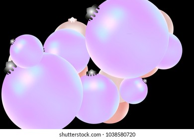 Colored Christmas balls pattern. Abstract Christmas tree toys Background for invitation, card, celebration, party, carnival, festive holiday and Your project. Vector illustration. Black Background