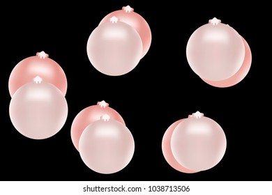Colored Christmas balls pattern. Abstract Christmas tree toys Background for invitation, card, celebration, party, carnival, festive holiday and Your project. Vector illustration. Black Background