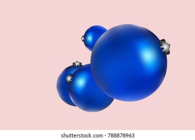Colored Christmas balls pattern. Abstract Christmas tree toys Background for invitation, celebration, party, carnival, festive holiday and Your project. Vector illustration. Gentle pink Background