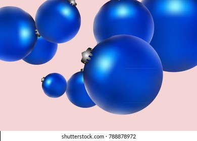 Colored Christmas balls pattern. Abstract Christmas tree toys Background for invitation, celebration, party, carnival, festive holiday and Your project. Vector illustration. Gentle pink Background