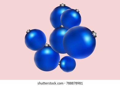 Colored Christmas balls pattern. Abstract Christmas tree toys Background for invitation, celebration, party, carnival, festive holiday and Your project. Vector illustration. Gentle pink Background