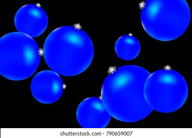 Colored Christmas balls pattern. Abstract Christmas tree toys Background for invitation, card, celebration, party, carnival, festive holiday and Your project. Vector illustration. Black Background