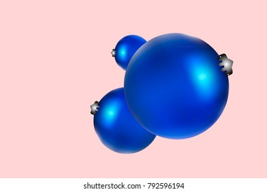 Colored Christmas balls pattern. Abstract Christmas tree toys Background for invitation, card, celebration, carnival, festive holiday and Your project. Vector illustration. Gentle pink Background