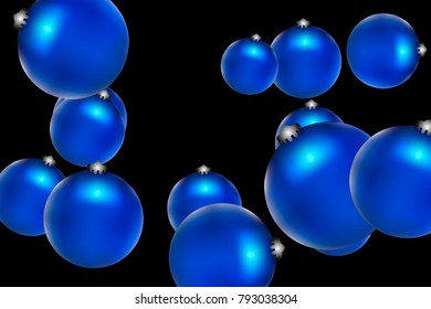 Colored Christmas balls pattern. Abstract Christmas tree toys Background for invitation, card, celebration, party, carnival, festive holiday and Your project. Vector illustration. Black Background