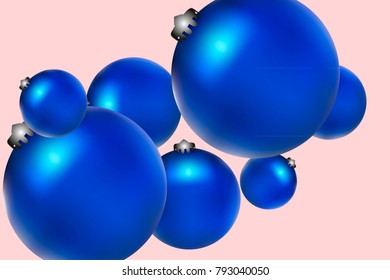 Colored Christmas balls pattern. Abstract Christmas tree toys Background for invitation, card, celebration, carnival, festive holiday and Your project. Vector illustration. Gentle pink Background