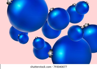 Colored Christmas balls pattern. Abstract Christmas tree toys Background for invitation, card, celebration, carnival, festive holiday and Your project. Vector illustration. Gentle pink Background