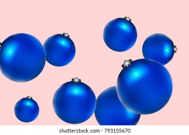Colored Christmas balls pattern. Abstract Christmas tree toys Background for invitation, celebration, party, carnival, festive holiday and Your project. Vector illustration. Gentle pink Background