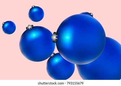 Colored Christmas balls pattern. Abstract Christmas tree toys Background for invitation, celebration, party, carnival, festive holiday and Your project. Vector illustration. Gentle pink Background