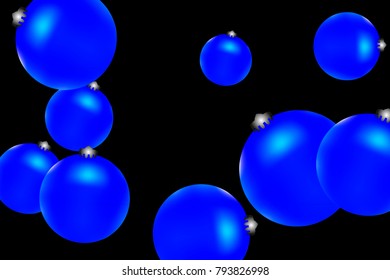 Colored Christmas balls pattern. Abstract Christmas tree toys Background for invitation, card, celebration, party, carnival, festive holiday and Your project. Vector illustration. Black Background