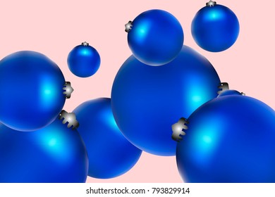 Colored Christmas balls pattern. Abstract Christmas tree toys Background for invitation, celebration, party, carnival, festive holiday and Your project. Vector illustration. Gentle pink Background