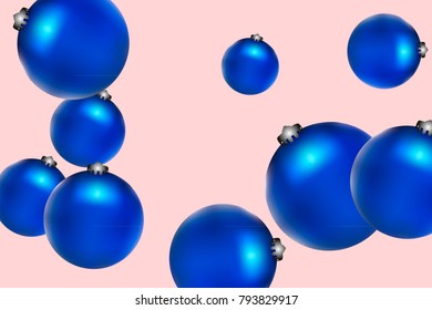 Colored Christmas balls pattern. Abstract Christmas tree toys Background for invitation, celebration, party, carnival, festive holiday and Your project. Vector illustration. Gentle pink Background