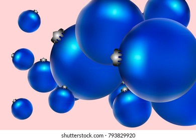 Colored Christmas balls pattern. Abstract Christmas tree toys Background for invitation, celebration, party, carnival, festive holiday and Your project. Vector illustration. Gentle pink Background