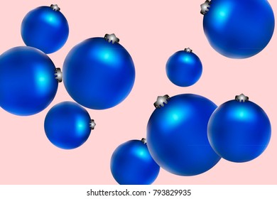 Colored Christmas balls pattern. Abstract Christmas tree toys Background for invitation, celebration, party, carnival, festive holiday and Your project. Vector illustration. Gentle pink Background