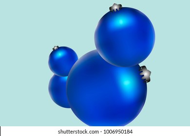 Colored Christmas balls pattern.Abstract Christmas tree toys Background for invitation, card, celebration, party, carnival, festive holiday and Your project.Vector illustration.Gentle blue Background