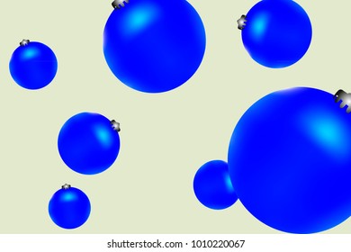 Colored Christmas balls pattern.Abstract Christmas tree toys Background for invitation, card, celebration, carnival, festive holiday and Your project.Vector illustration.Gentle yellow Background