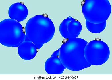 Colored Christmas balls pattern.Abstract Christmas tree toys Background for invitation, card, celebration, party, carnival, festive holiday and Your project.Vector illustration.Gentle blue Background