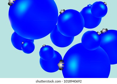 Colored Christmas balls pattern.Abstract Christmas tree toys Background for invitation, card, celebration, party, carnival, festive holiday and Your project.Vector illustration.Gentle blue Background